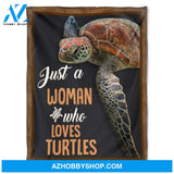 Just A Woman, Who Loves Turtles, Soft Blanket, Fleece Blanket.Gift For Friend Family Home Decor Bedding Couch Sofa Soft and Comfy Cozy