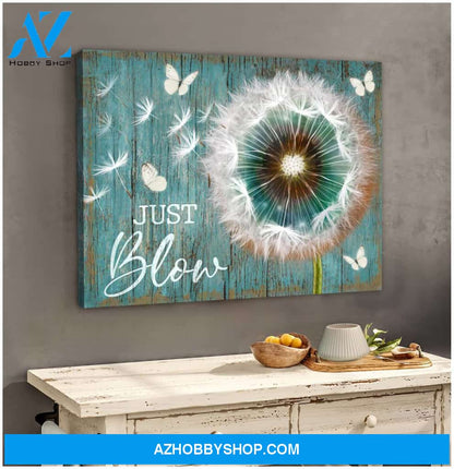 Just Blow Dandelion and Butterfly Canvas Wall Art Decor