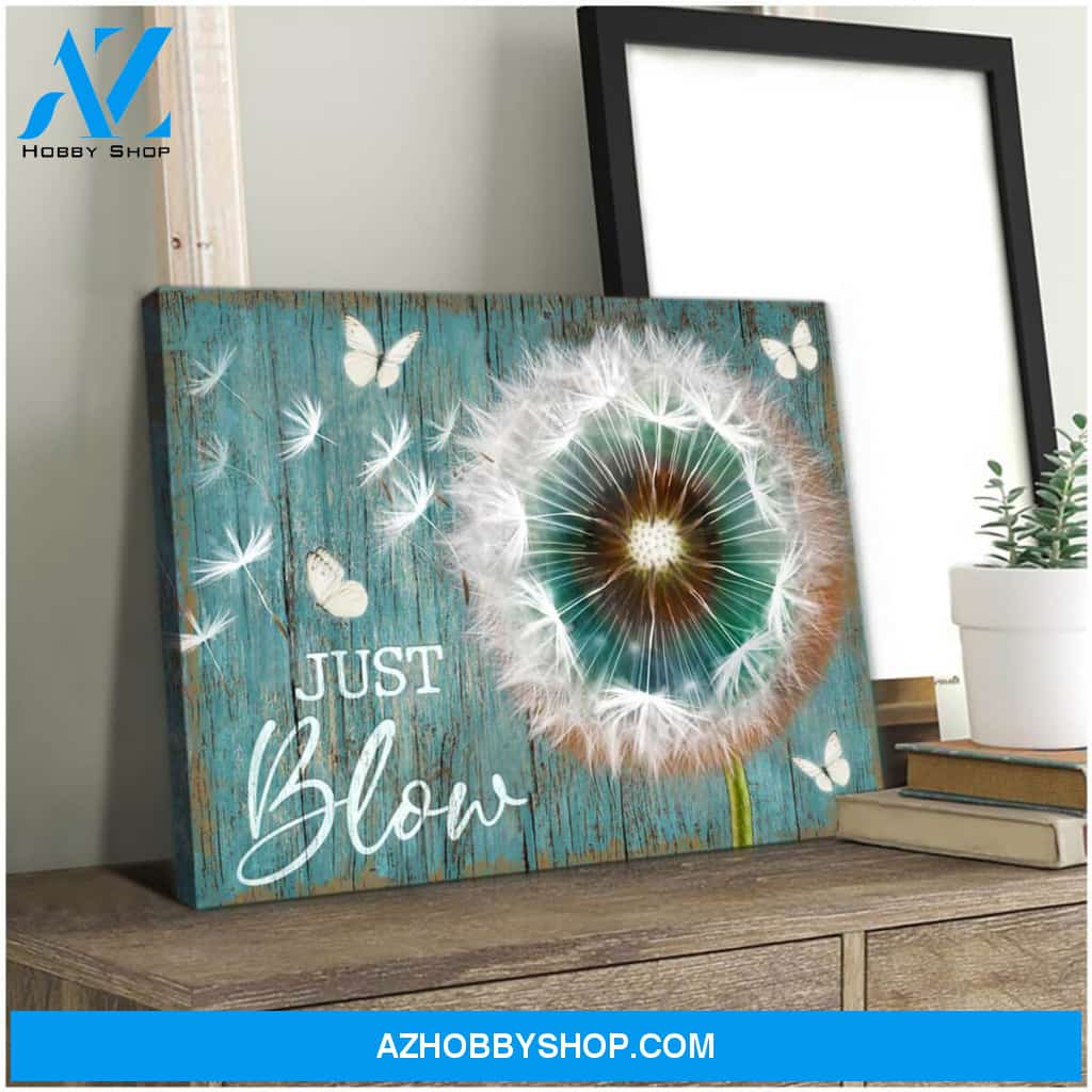 Just Blow Dandelion and Butterfly Canvas Wall Art Decor