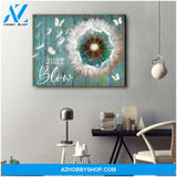 Just Blow Dandelion and Butterfly Canvas Wall Art Decor