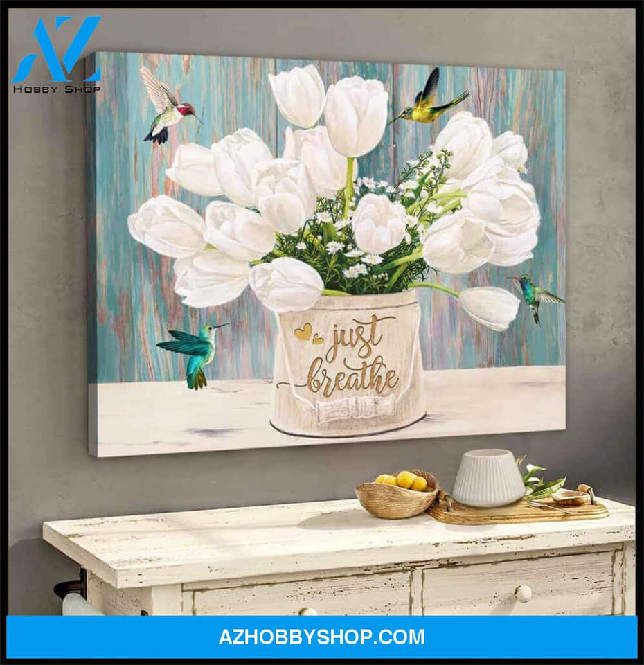Just Breathe, Beautiful Hummingbird Canvas Wall Art