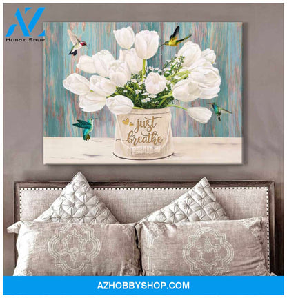 Just Breathe, Beautiful Hummingbird Canvas Wall Art