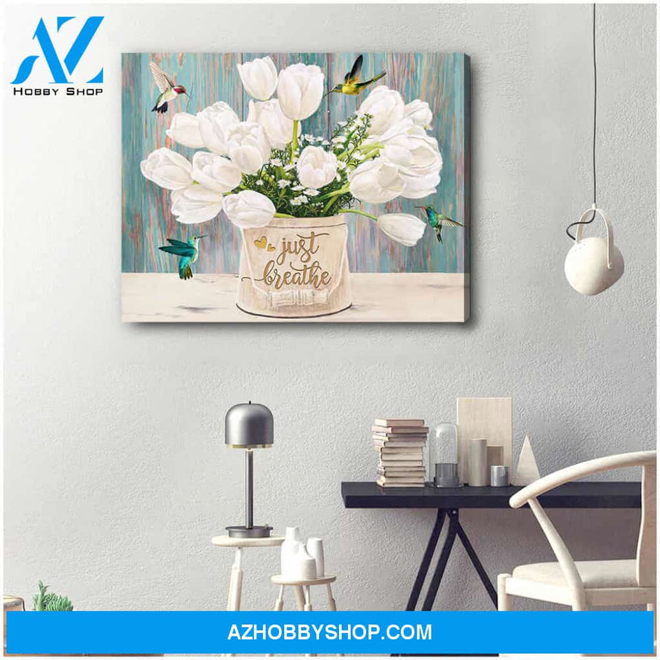 Just Breathe, Beautiful Hummingbird Canvas Wall Art