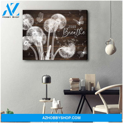 Just Breathe Dandelion and Butterflies Canvas Wall Art Decor
