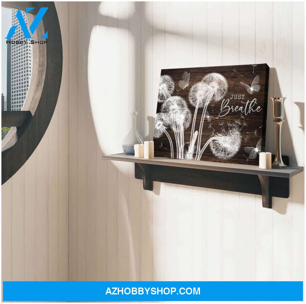 Just Breathe Dandelion and Butterflies Canvas Wall Art Decor