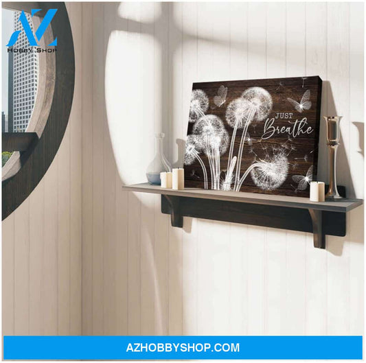 Just Breathe Dandelion and Butterflies Canvas Wall Art Decor