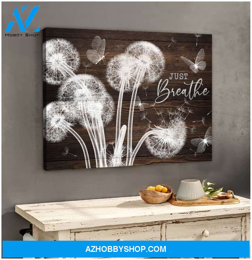 Just Breathe Dandelion and Butterflies Canvas Wall Art Decor