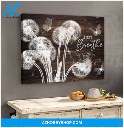 Just Breathe Dandelion and Butterflies Canvas Wall Art Decor