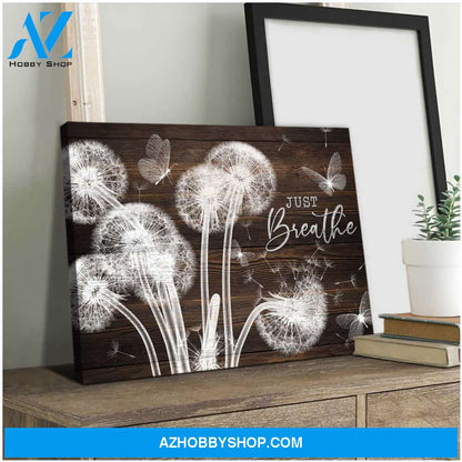 Just Breathe Dandelion and Butterflies Canvas Wall Art Decor