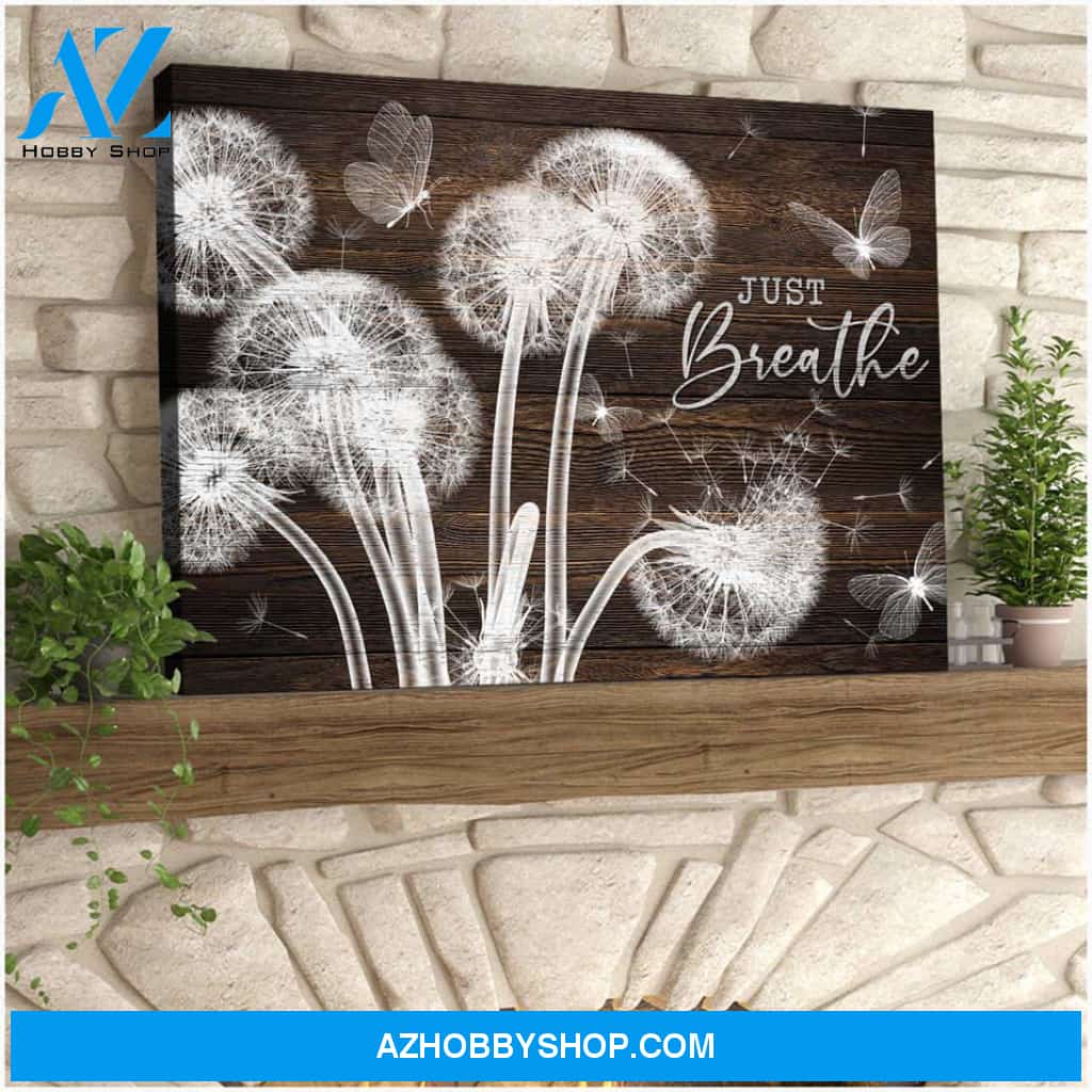 Just Breathe Dandelion and Butterflies Canvas Wall Art Decor