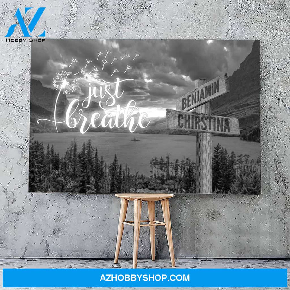 Just Breathe family multi names - Canvas