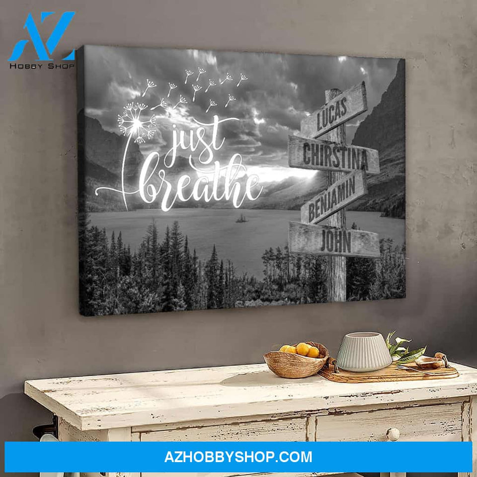 Just Breathe family multi names - Canvas