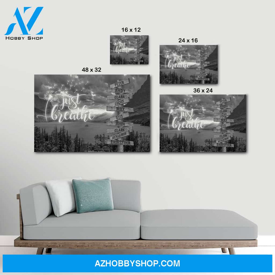 Just Breathe family multi names - Canvas
