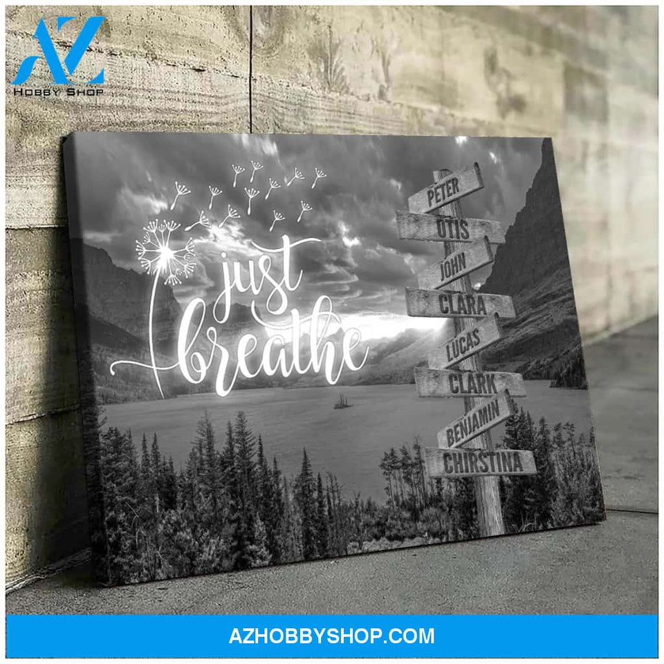 Just Breathe family multi names - Canvas