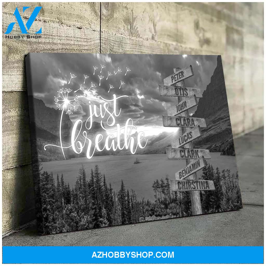 Just Breathe family multi names - Canvas
