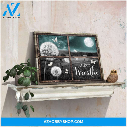 Ohcanvas Just Breathe Gorgeous Moon at night and Vintage Farm and Butterflies Dandelion Wall Art Decor