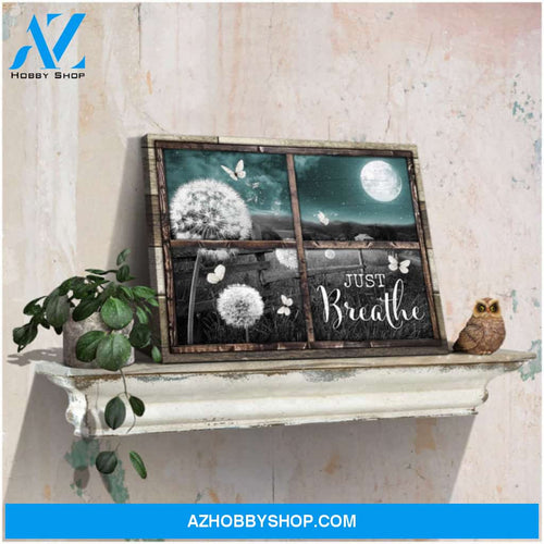 Ohcanvas Just Breathe Gorgeous Moon at night and Vintage Farm and Butterflies Dandelion Wall Art Decor