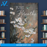 Just Breathe, Hummingbird And Daisy Poster, Meditation Wall Art, Gift For Family, Memorial Dog Canvas 2