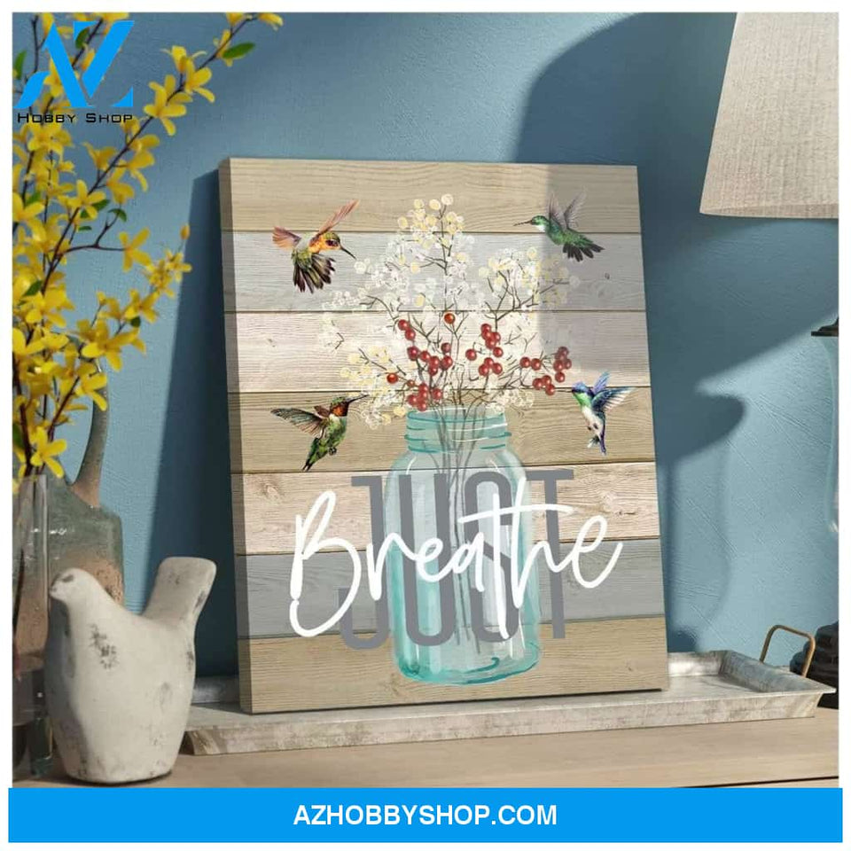 Just Breathe Hummingbird Wall Art Canvas