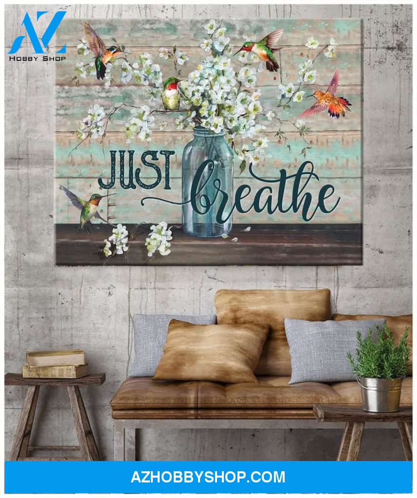 Just Breathe Hummingbird Wall Art Canvas