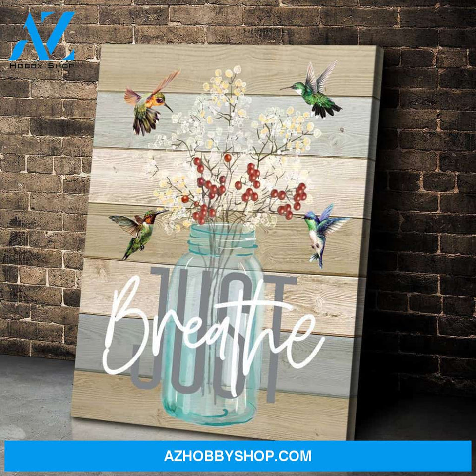 Just Breathe Hummingbird Wall Art Canvas