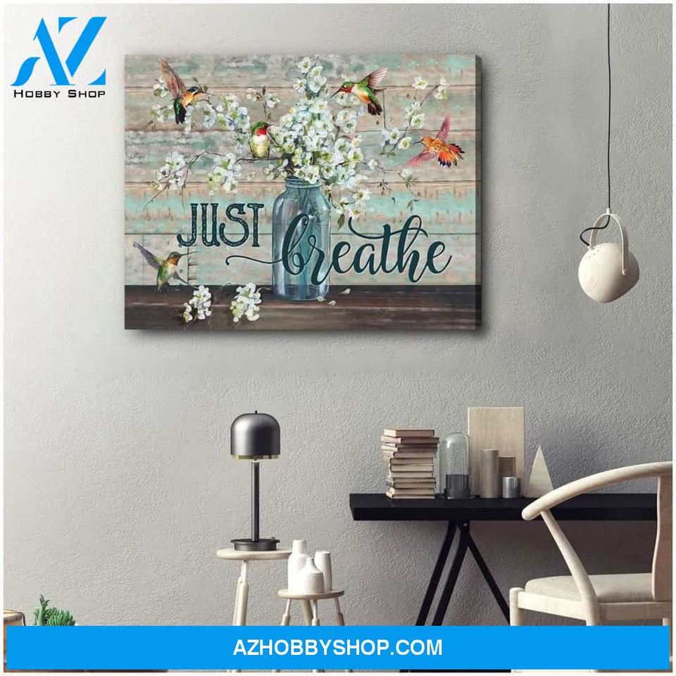 Just Breathe Hummingbird Wall Art Canvas