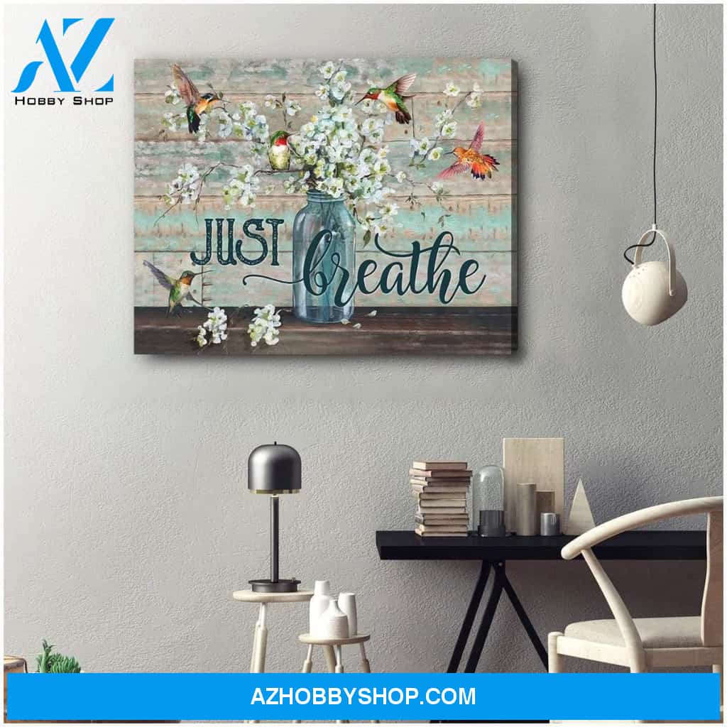 Just Breathe Hummingbird Wall Art Canvas
