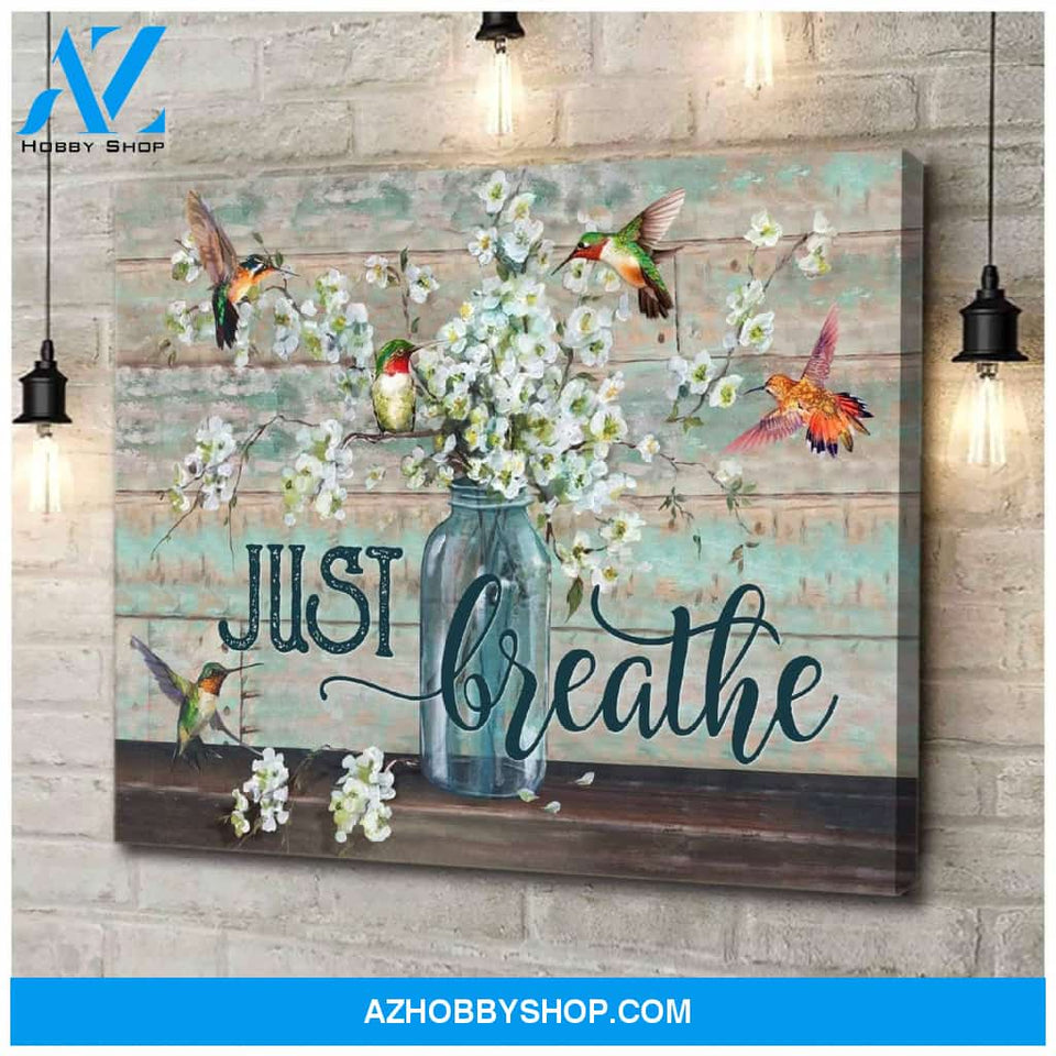 Just Breathe Hummingbird Wall Art Canvas