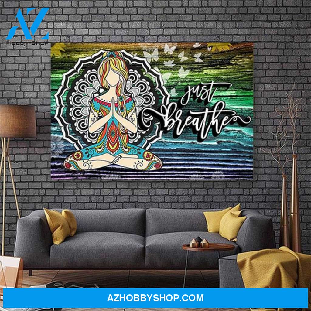 Just Breathe Wall Art Canvas, Yoga Wall Art Canvas, Meditation Wall Decor 4