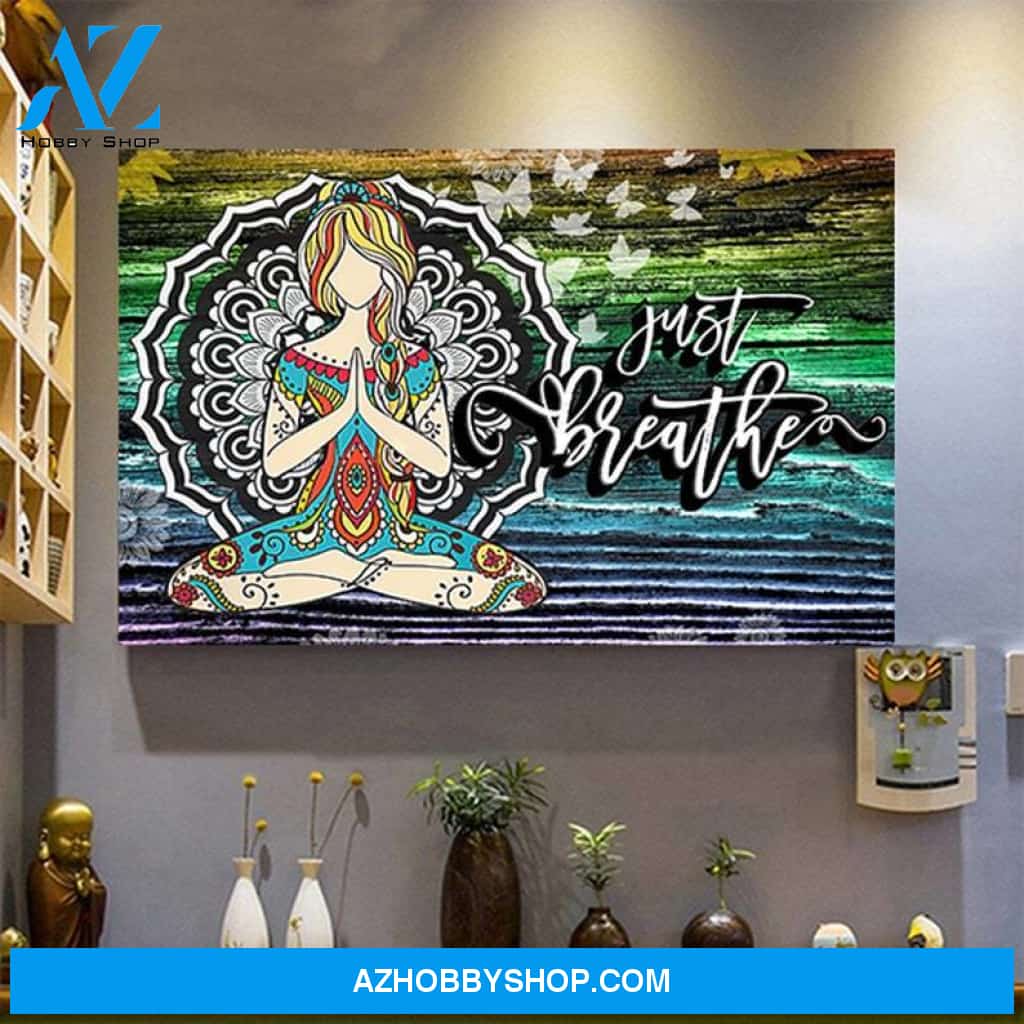 Just Breathe Wall Art Canvas, Yoga Wall Art Canvas, Meditation Wall Decor 4