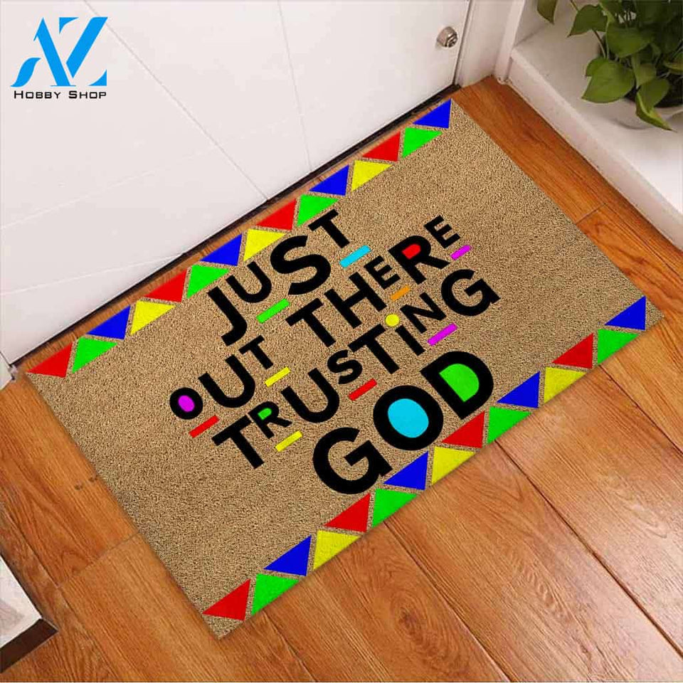 Just Out There - African American Coir Pattern Print Doormat