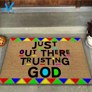 Just Out There - African American Coir Pattern Print Doormat