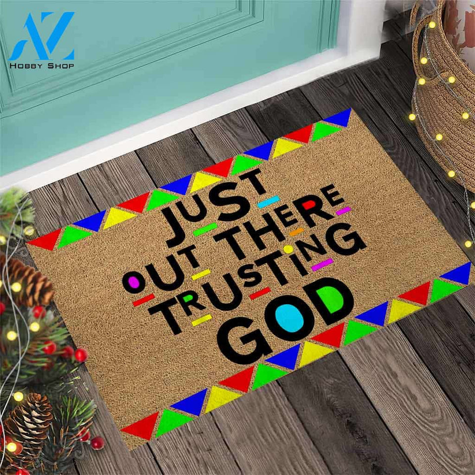 Just Out There - African American Coir Pattern Print Doormat