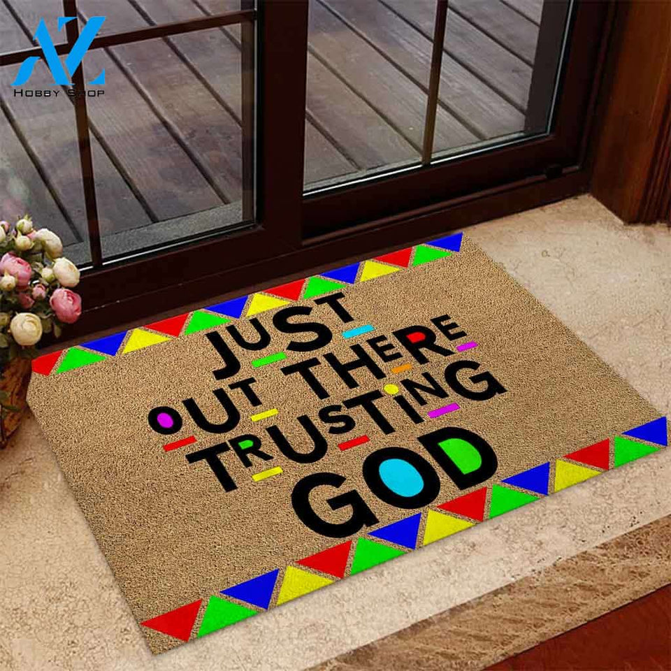 Just Out There - African American Coir Pattern Print Doormat