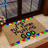 Just Out There - African American Coir Pattern Print Doormat