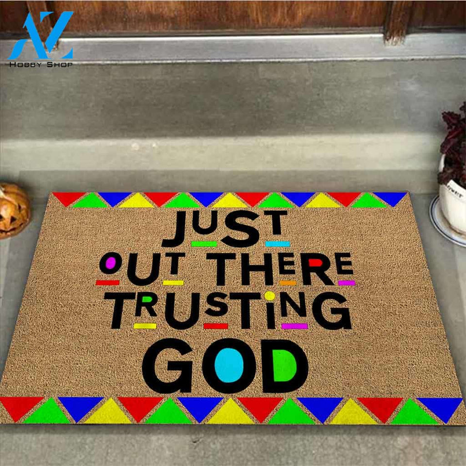 Just Out There - African American Coir Pattern Print Doormat