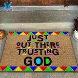 Just Out There - African American Coir Pattern Print Doormat