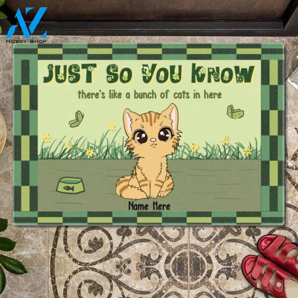 Just So You Know Cute Blue Eye Cats Customized Doormat | Welcome Mat | House Warming Gift