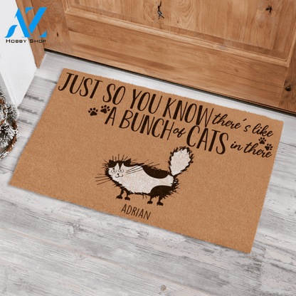 Fluffy Cat Just So You Know There's Like A Bunch Of Cats In There Custom Name Printed Doormat Home Decor