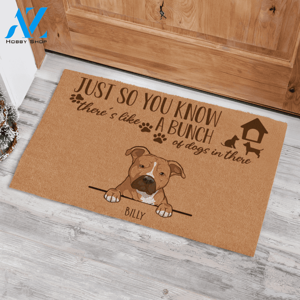 Just So You Know There's Like A Bunch Of Dogs Custom Name Dog Printed Doormat Home Decor