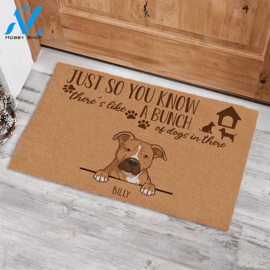 Just So You Know There's Like A Bunch Of Dogs Custom Name Dog Printed Doormat Home Decor