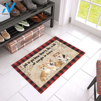 Just So You Know There's Like A Lot Of Corgis In Here Doormat Welcome Mat Housewarming Gift Home Decor Gift For Dog Lovers Funny Doormat