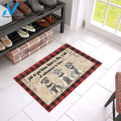 Just So You Know There's Like A Lot Of Schnauzers In Here Doormat Welcome Mat Housewarming Gift Home Decor Gift For Dog Lovers Funny Doormat