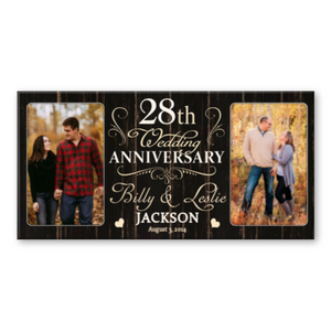 28 Year Anniversary Custom Canvas Print, 28th Wedding Anniversary Gift