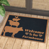 Welcome To Our Farmhouse Animal Doormat | Colorful | Size 8x27'' 24x36''