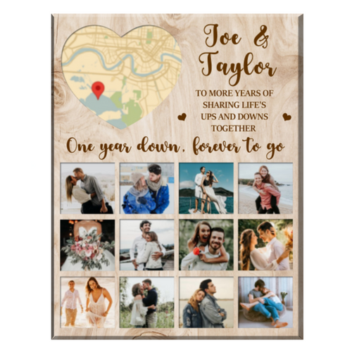 Photo Collage Gift For Him, Custom Map Anniversary Gift For Her