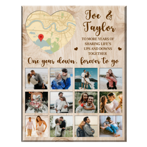 Photo Collage Gift For Him, Custom Map Anniversary Gift For Her