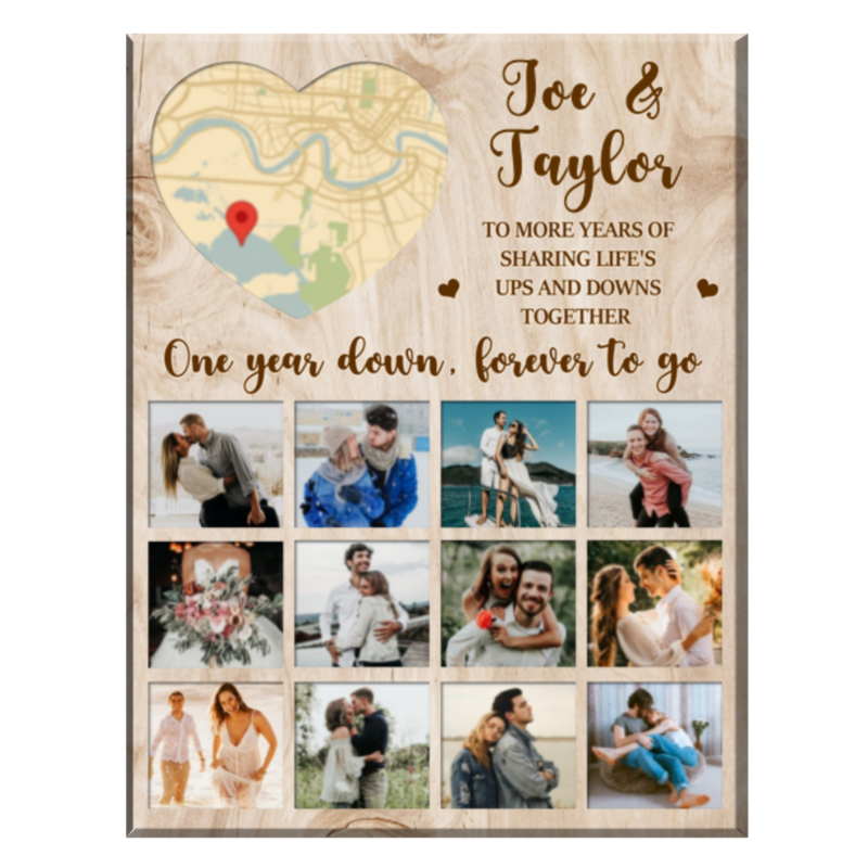 Photo Collage Gift For Him, Custom Map Anniversary Gift For Her