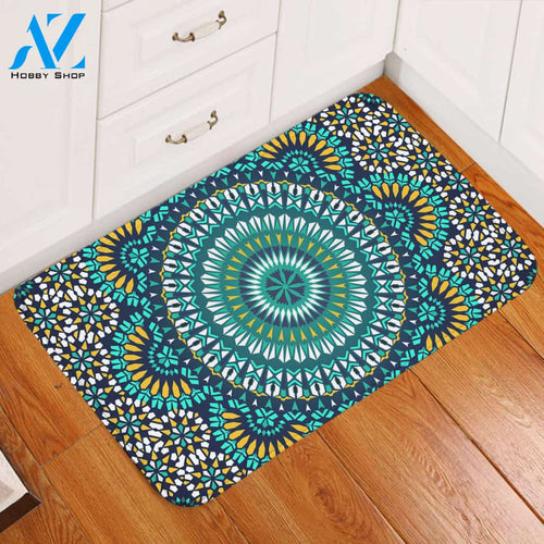 Kaleidoscope Aqua Door Mat