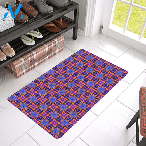 kaleidoscope Purple Orange Print Design Rubber Doormat